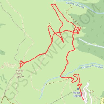 Itinéraire De Bederet Col de Riou en mars, distance, dénivelé, altitude, carte, profil, trace GPS