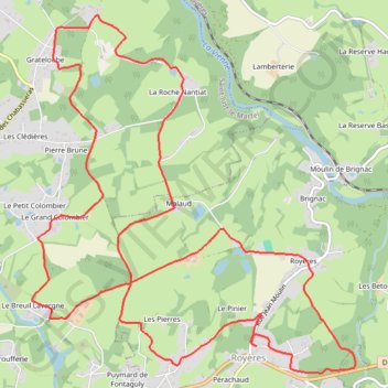 Itinéraire Royères 2015, distance, dénivelé, altitude, carte, profil, trace GPS