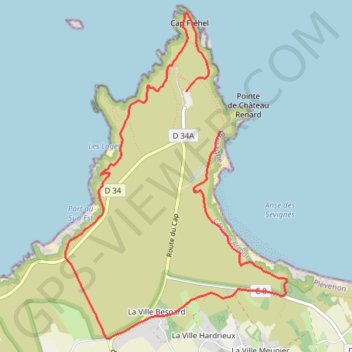 Itinéraire Découverte du Cap Fréhel, distance, dénivelé, altitude, carte, profil, trace GPS