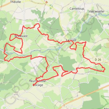 Itinéraire Rando des châtaignes - Teurthéville-Bocage, distance, dénivelé, altitude, carte, profil, trace GPS