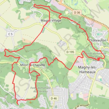Itinéraire Châteaufort - Chevreuse, distance, dénivelé, altitude, carte, profil, trace GPS