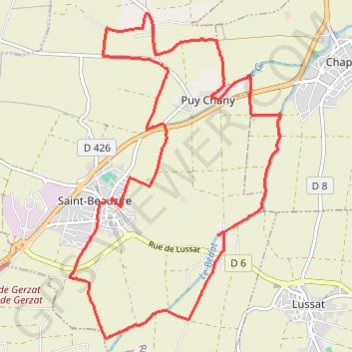 Itinéraire Marche à Saint Beauzire 63, distance, dénivelé, altitude, carte, profil, trace GPS