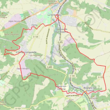 Itinéraire De la Ferté-Alais à Boutigny-sur-Essonne, distance, dénivelé, altitude, carte, profil, trace GPS