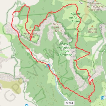 Itinéraire Vercors-Archiane-Tour du Cirque, distance, dénivelé, altitude, carte, profil, trace GPS