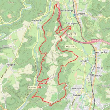 Itinéraire Steinsel, distance, dénivelé, altitude, carte, profil, trace GPS