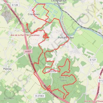 Itinéraire Crazannes Port d'Envaux, distance, dénivelé, altitude, carte, profil, trace GPS