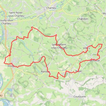 Itinéraire En Pays de Charlieu : Vougy, Saint-Hilaire-sous-Charlieu, Villers, Jarnosse, Boyer et Nandax, distance, dénivelé, altitude, carte, profil, trace GPS