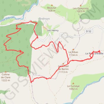 Itinéraire La boucle de Brenon, distance, dénivelé, altitude, carte, profil, trace GPS