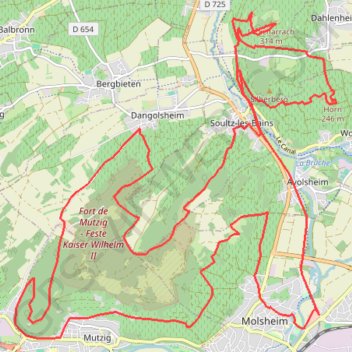 Itinéraire Molsheim, distance, dénivelé, altitude, carte, profil, trace GPS