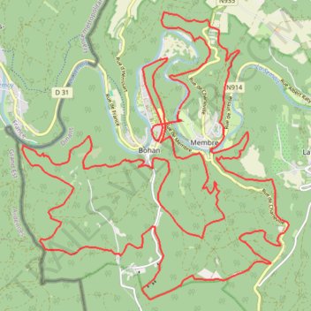 Itinéraire Bohan - Trail du Jambon 42k, distance, dénivelé, altitude, carte, profil, trace GPS