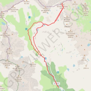 Itinéraire Roche du Chardonnet - Cerces - vallée de la Clarée, distance, dénivelé, altitude, carte, profil, trace GPS