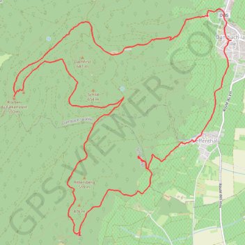 Itinéraire Dambach, Falkenstein, Ortenbourg, distance, dénivelé, altitude, carte, profil, trace GPS