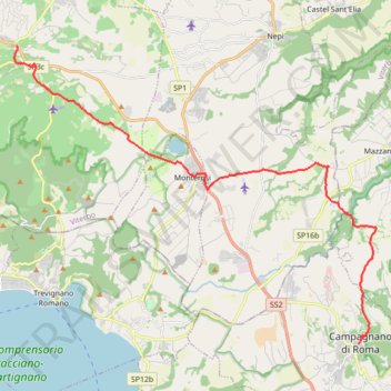 Itinéraire tappa-43-da-sutri-campagnano, distance, dénivelé, altitude, carte, profil, trace GPS