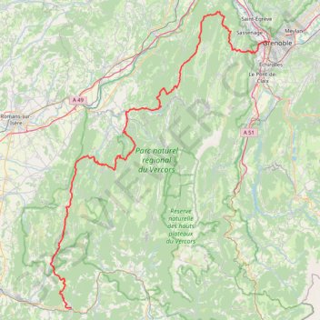 Itinéraire La Traversée du Vercors à pied par le GR®9, distance, dénivelé, altitude, carte, profil, trace GPS