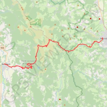 Itinéraire Montbrison Ambert par l'ancien circuit de la Randonnée de La Fourme, distance, dénivelé, altitude, carte, profil, trace GPS