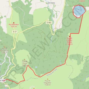 Itinéraire lac_servières, distance, dénivelé, altitude, carte, profil, trace GPS