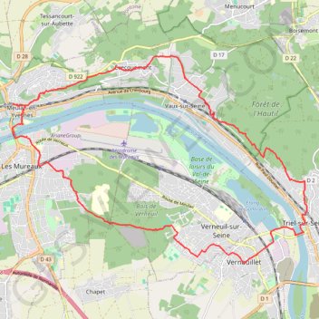Itinéraire De Vernouillet à Evecquemont, distance, dénivelé, altitude, carte, profil, trace GPS