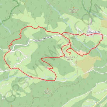 Itinéraire Randonnée VAGNEY - Haut du tot, distance, dénivelé, altitude, carte, profil, trace GPS