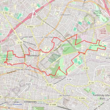 Itinéraire Montreuil, boucle des 3 parcs, distance, dénivelé, altitude, carte, profil, trace GPS
