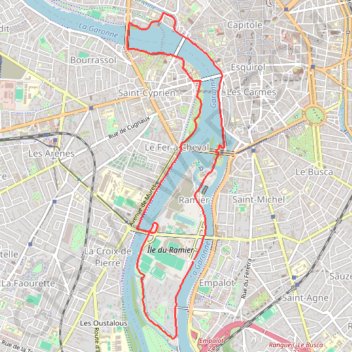 Itinéraire La Garonne à Toulouse, distance, dénivelé, altitude, carte, profil, trace GPS
