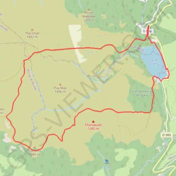 Itinéraire Du lac de Guéry au Puy Gros, distance, dénivelé, altitude, carte, profil, trace GPS