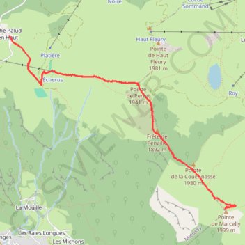 Itinéraire Pic de Marcelly depuis Roche-Pallud, distance, dénivelé, altitude, carte, profil, trace GPS