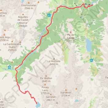 Itinéraire Lac d'Arratille depuis le pont d'Espagne, distance, dénivelé, altitude, carte, profil, trace GPS