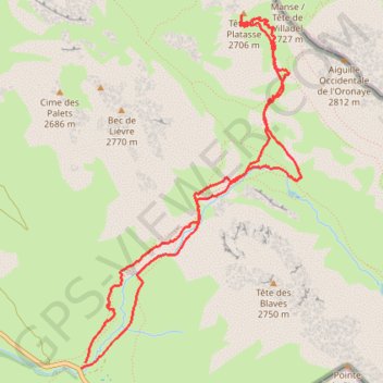 Itinéraire Tête de Platasse, distance, dénivelé, altitude, carte, profil, trace GPS