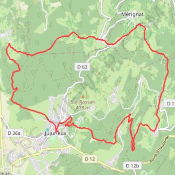 Itinéraire Autour de Jujurieux, via Poncieux et Breignes, distance, dénivelé, altitude, carte, profil, trace GPS