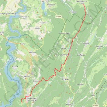 Itinéraire Moirans-en-Montagne - Saint-Maurice, distance, dénivelé, altitude, carte, profil, trace GPS