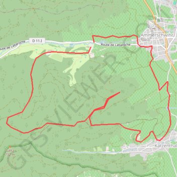 Itinéraire Ammerschwihr - Katzenthal, distance, dénivelé, altitude, carte, profil, trace GPS