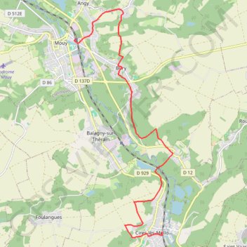 Itinéraire Cires les Mello à Mouy, distance, dénivelé, altitude, carte, profil, trace GPS