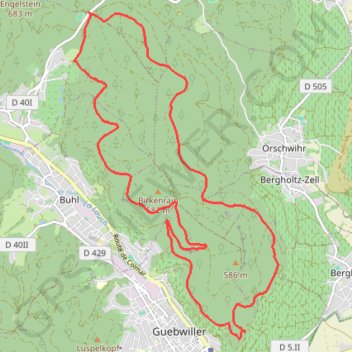 Itinéraire Guebwiller - Circuit du Saint-Gangolphe depuis le Col du Bannstein, distance, dénivelé, altitude, carte, profil, trace GPS