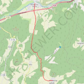 Itinéraire De fleurey a clemencey, distance, dénivelé, altitude, carte, profil, trace GPS