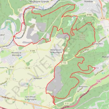 Itinéraire L'essentiel de Rombas, distance, dénivelé, altitude, carte, profil, trace GPS