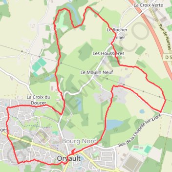 Itinéraire Orvault (les hauts), distance, dénivelé, altitude, carte, profil, trace GPS