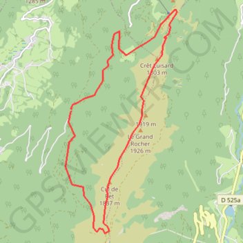 Itinéraire Crêt du Poulet, distance, dénivelé, altitude, carte, profil, trace GPS
