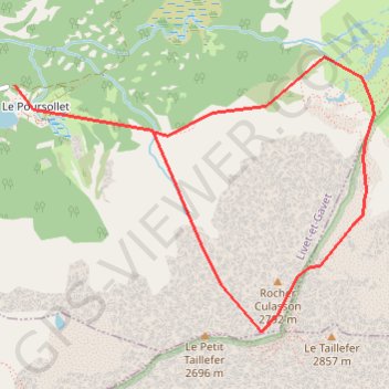 Itinéraire Taillefer - Rocher du Culasson, distance, dénivelé, altitude, carte, profil, trace GPS