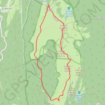 Itinéraire Traversée du Grand Crêt d'Eau, distance, dénivelé, altitude, carte, profil, trace GPS