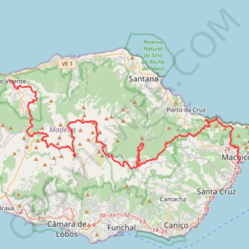 Itinéraire Madeira Island Ultra-Trail (Ultra Trail de l'île de Madère), distance, dénivelé, altitude, carte, profil, trace GPS
