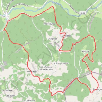 Itinéraire Bouzic, distance, dénivelé, altitude, carte, profil, trace GPS
