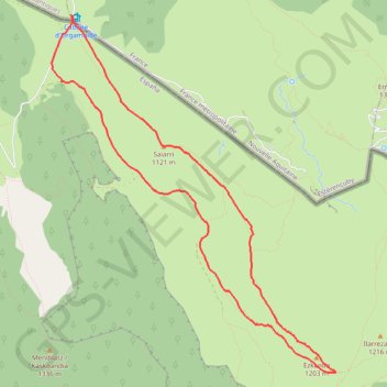 Itinéraire ESKANDA - SAIARRE depuis le Col d'Organbidé (Iropilé), distance, dénivelé, altitude, carte, profil, trace GPS
