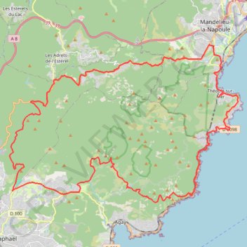 Itinéraire Petit tour dans l'Estérel, distance, dénivelé, altitude, carte, profil, trace GPS