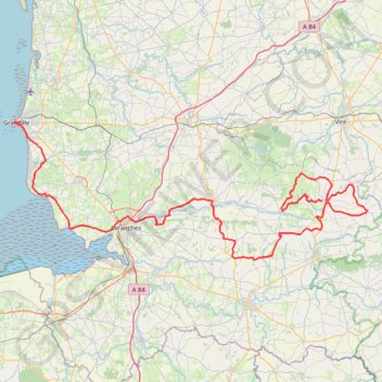 Itinéraire Etape 05 Sourdeval Granville_V2, distance, dénivelé, altitude, carte, profil, trace GPS
