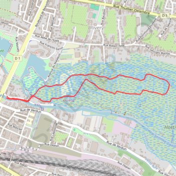 Itinéraire Balade en barque au cœur des Hortillonnages d'Amiens, distance, dénivelé, altitude, carte, profil, trace GPS