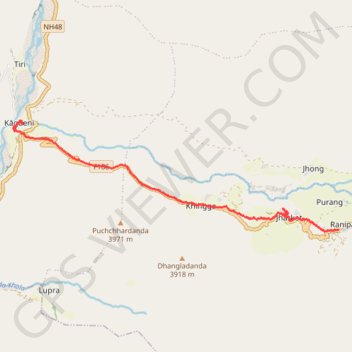 Itinéraire Tour Annapurna - Jour 11 - Muktinath - Kagbeni, distance, dénivelé, altitude, carte, profil, trace GPS