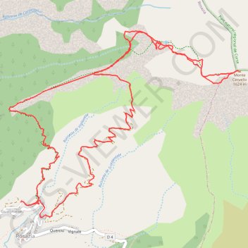 Itinéraire Monte Cervellu, distance, dénivelé, altitude, carte, profil, trace GPS