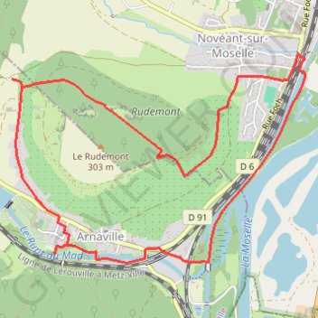 Itinéraire Novéant_Arnaville, distance, dénivelé, altitude, carte, profil, trace GPS