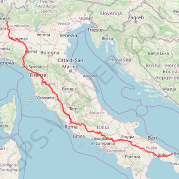 Itinéraire Percorso selezionato, distance, dénivelé, altitude, carte, profil, trace GPS