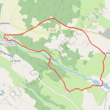 Itinéraire Vitrac St Vincent sentier le Puyravaud, distance, dénivelé, altitude, carte, profil, trace GPS